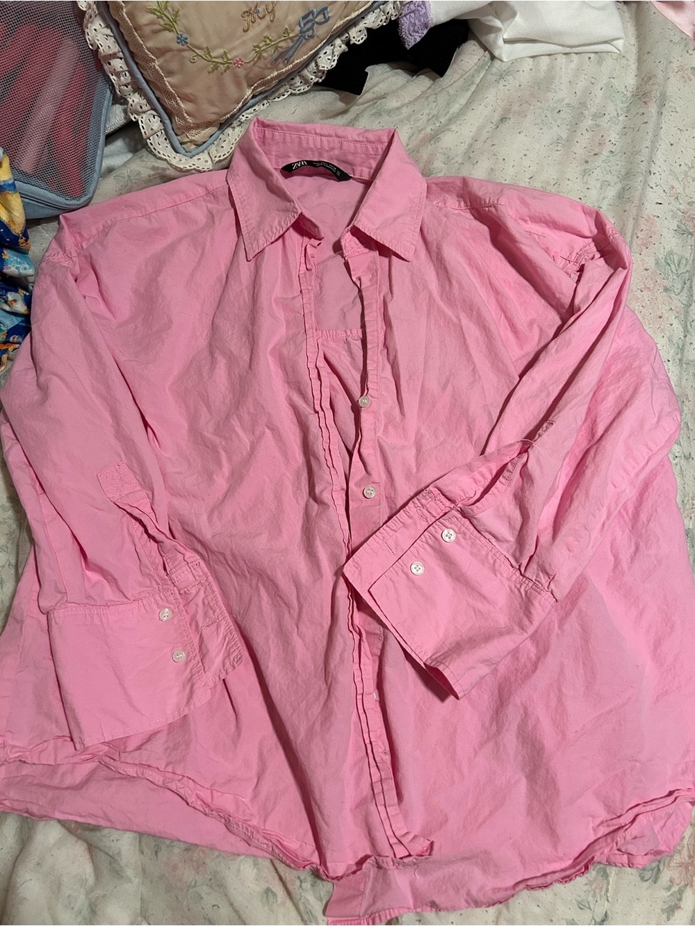 Zara Bubblegum Pink Button-Up Shirt
